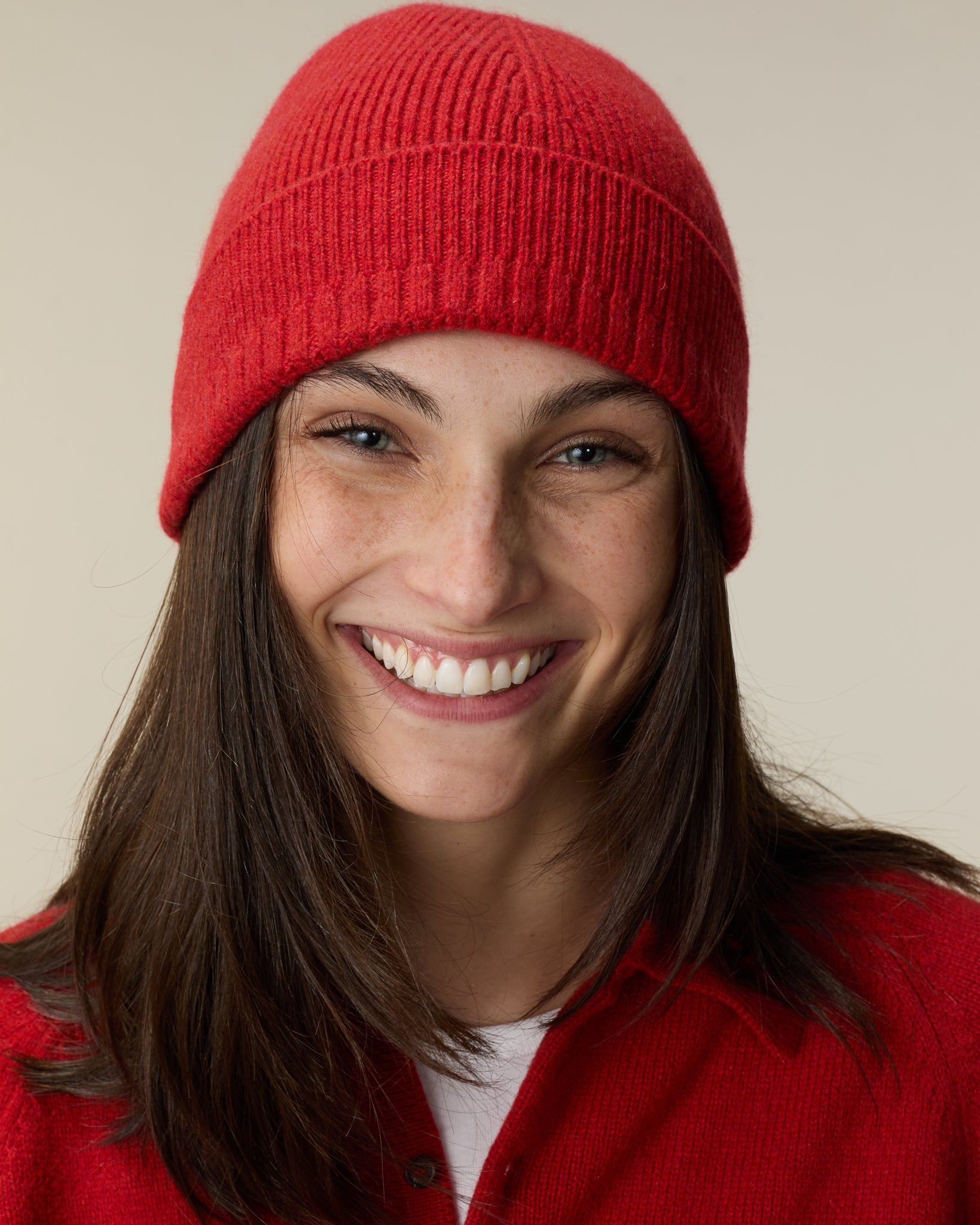Bonnet en cachemire Rouge Femme