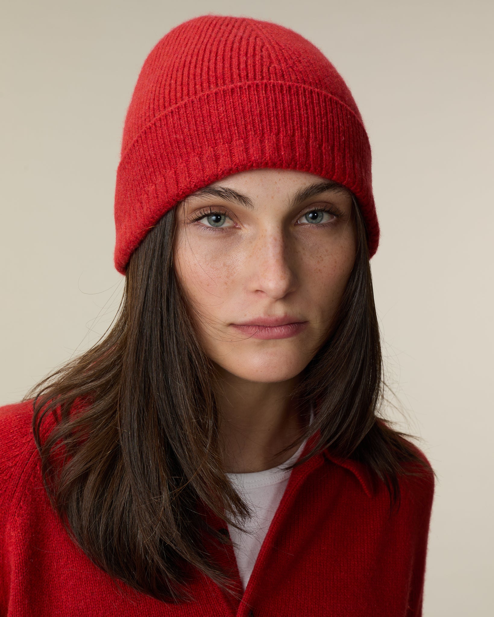 Bonnet en cachemire Rouge Femme