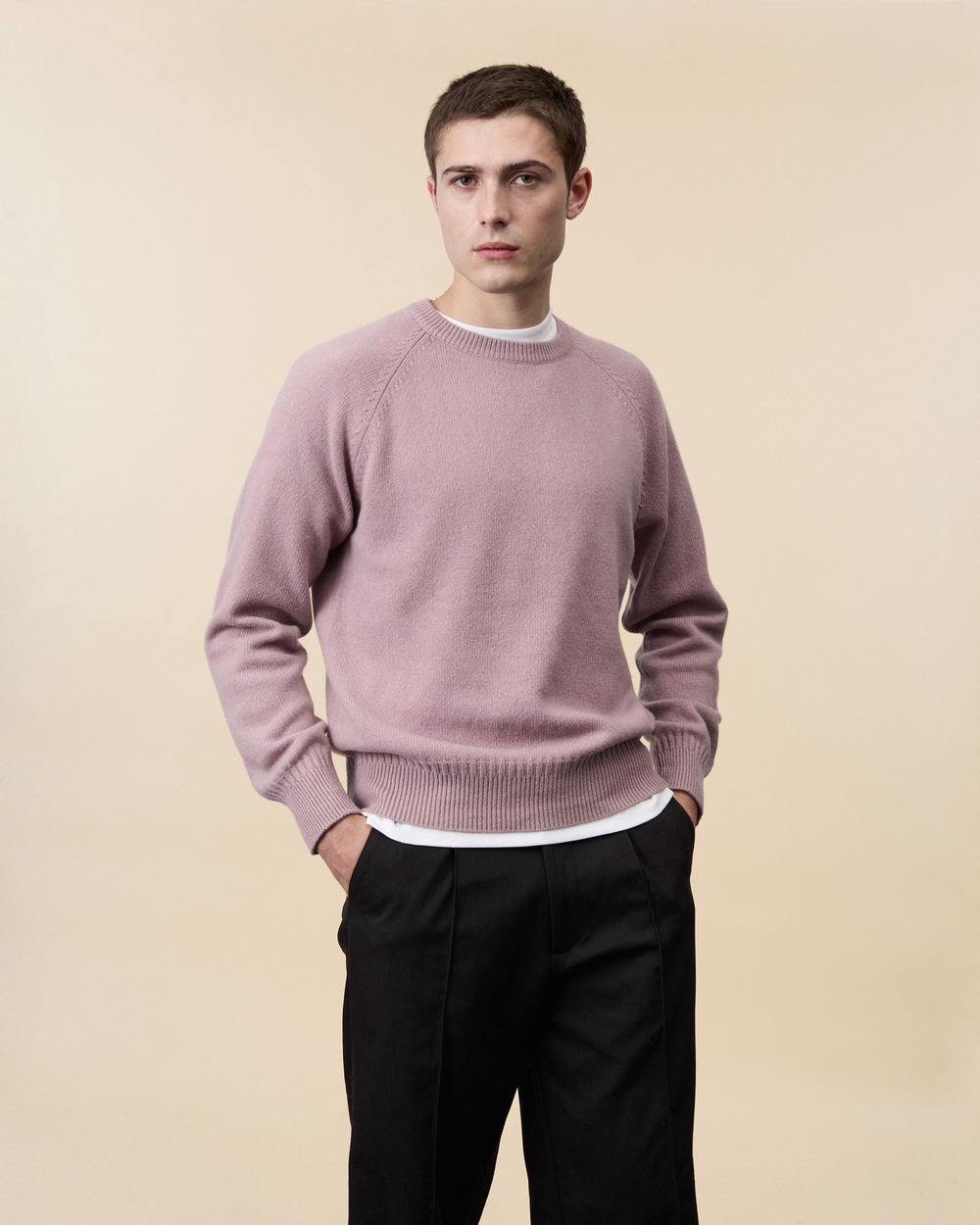 Col rond en cachemire Pink Homme