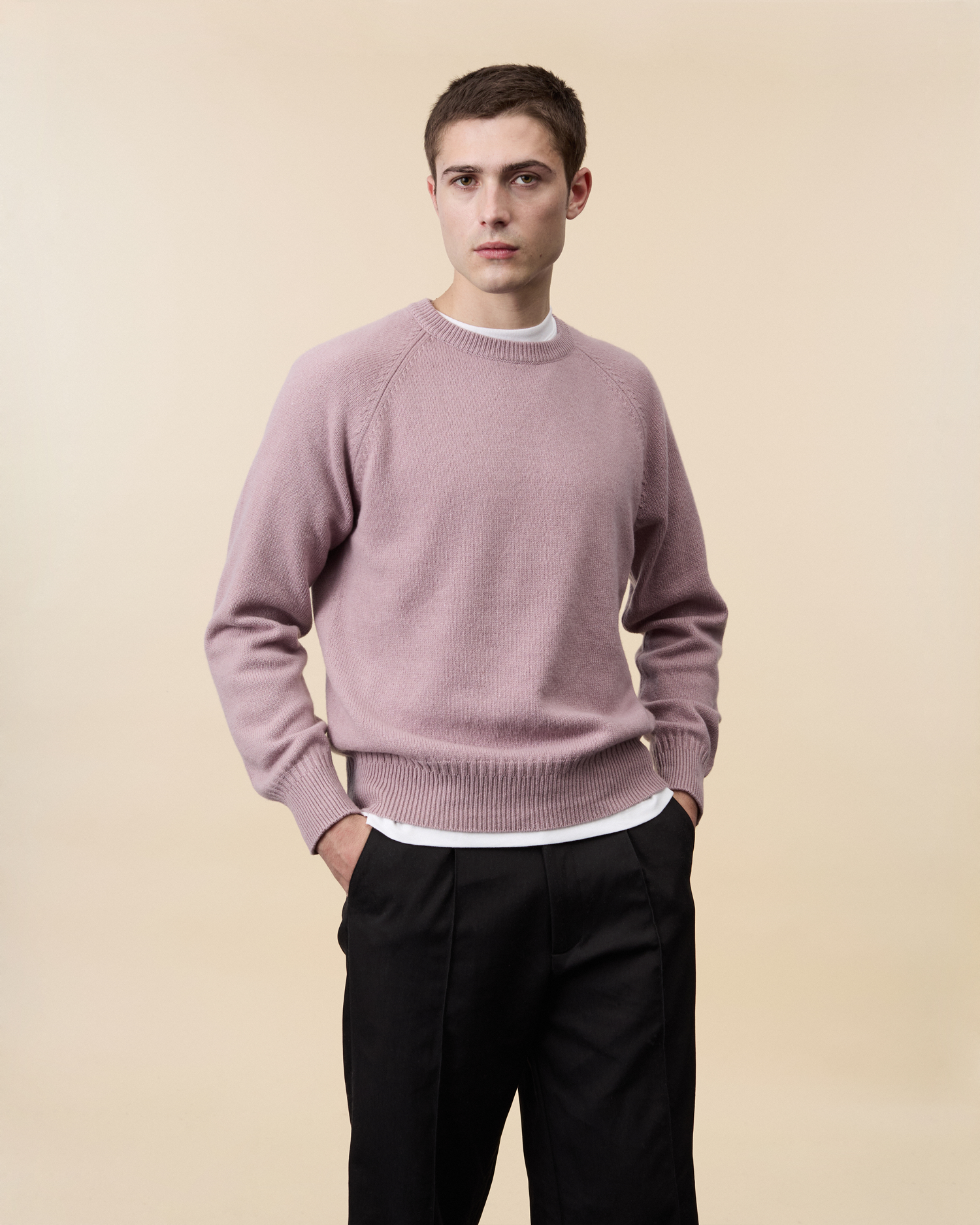 Col rond en cachemire Pink Homme