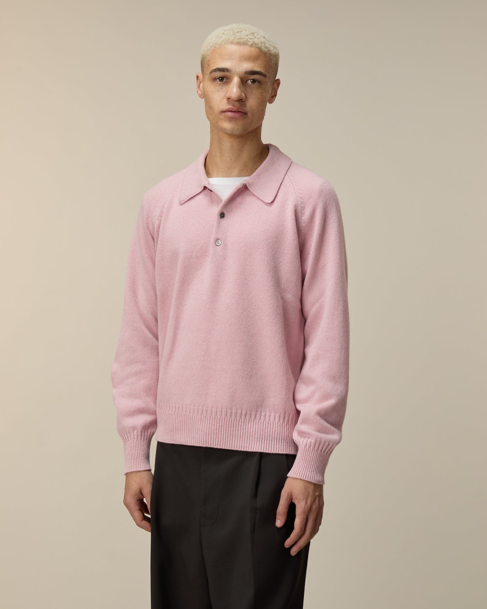 Men's Indian Pink cashmere polo