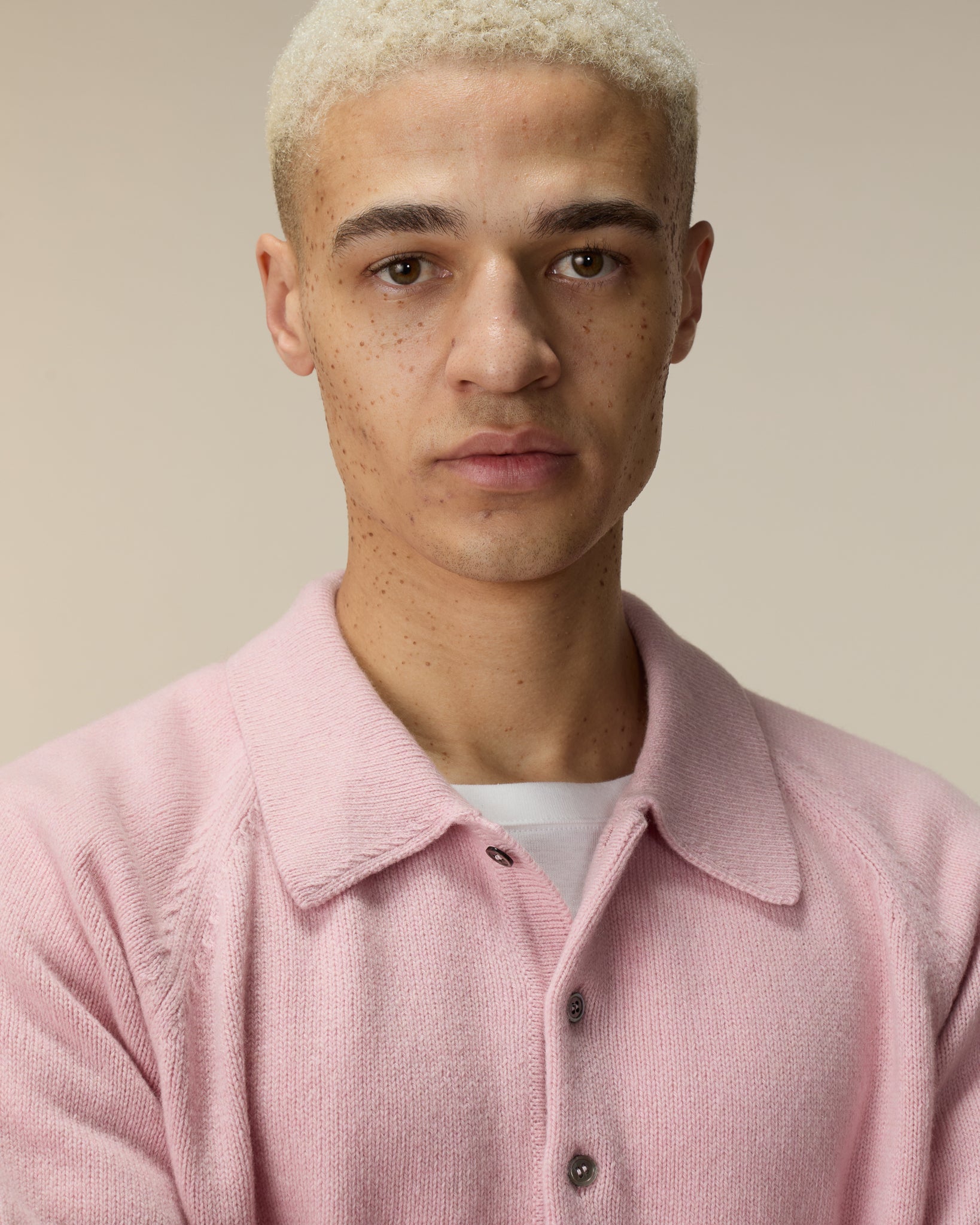 Men's Indian Pink cashmere polo