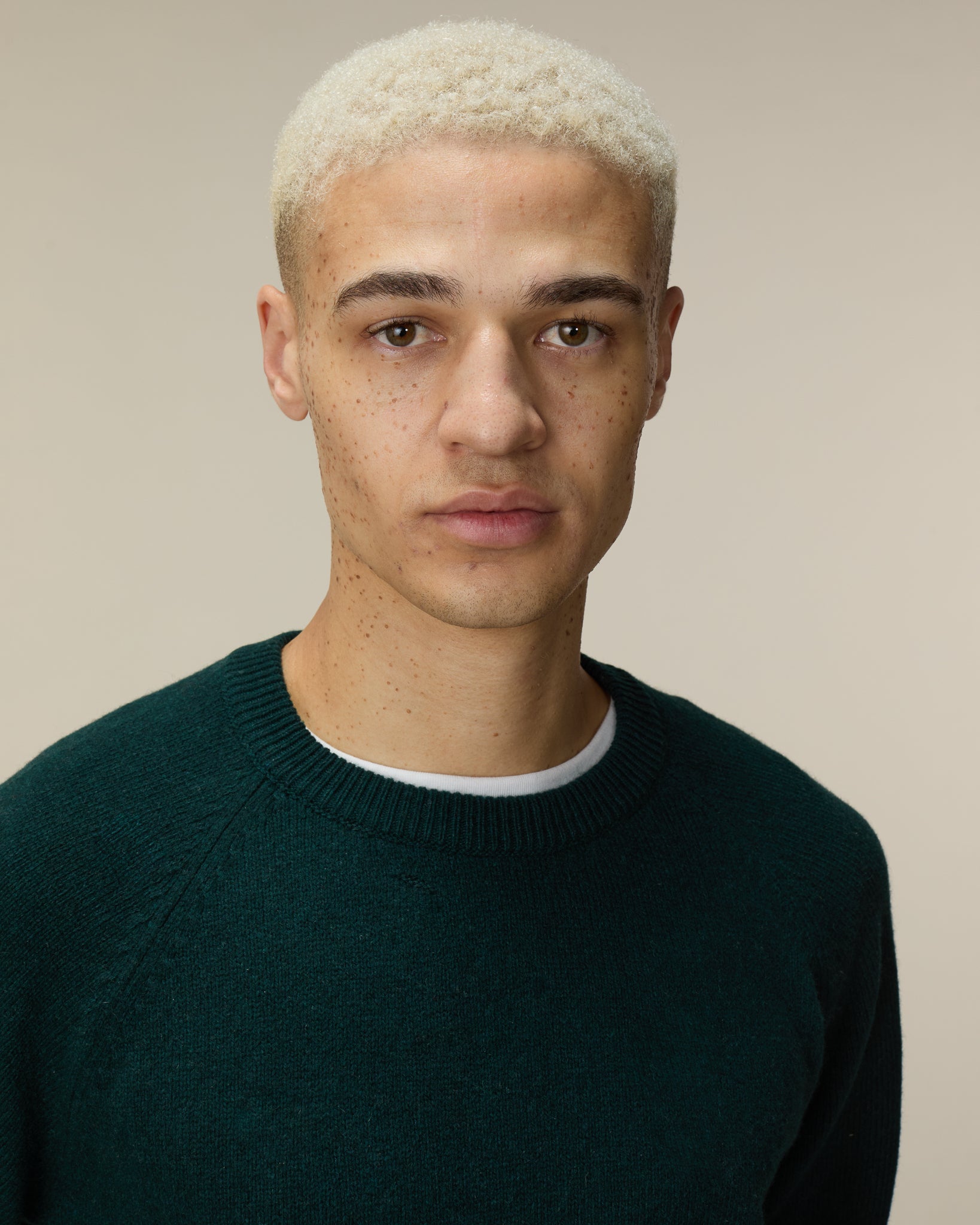 Pull col rond en cachemire Vert Homme