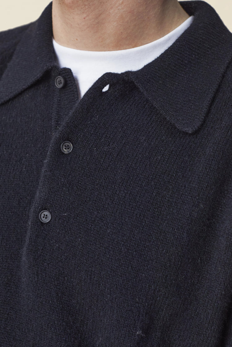 Men's black cashmere polo
