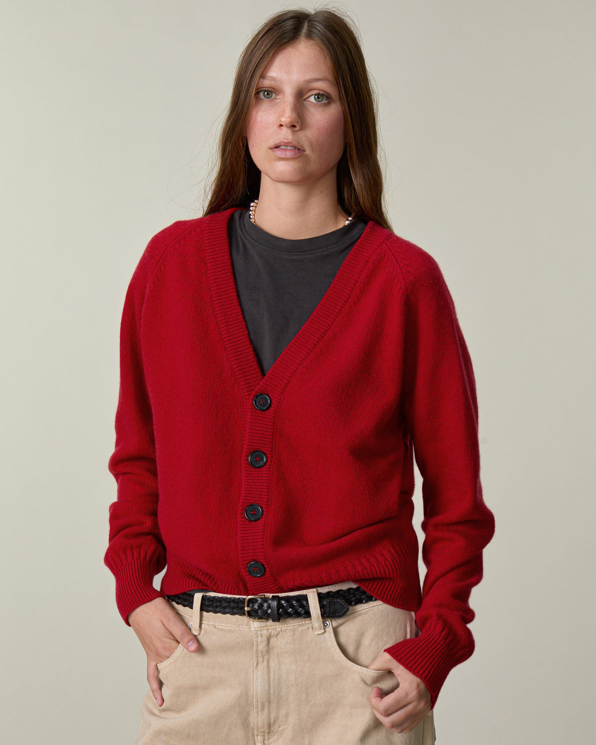 Cardigan en cachemire Rouge Femme