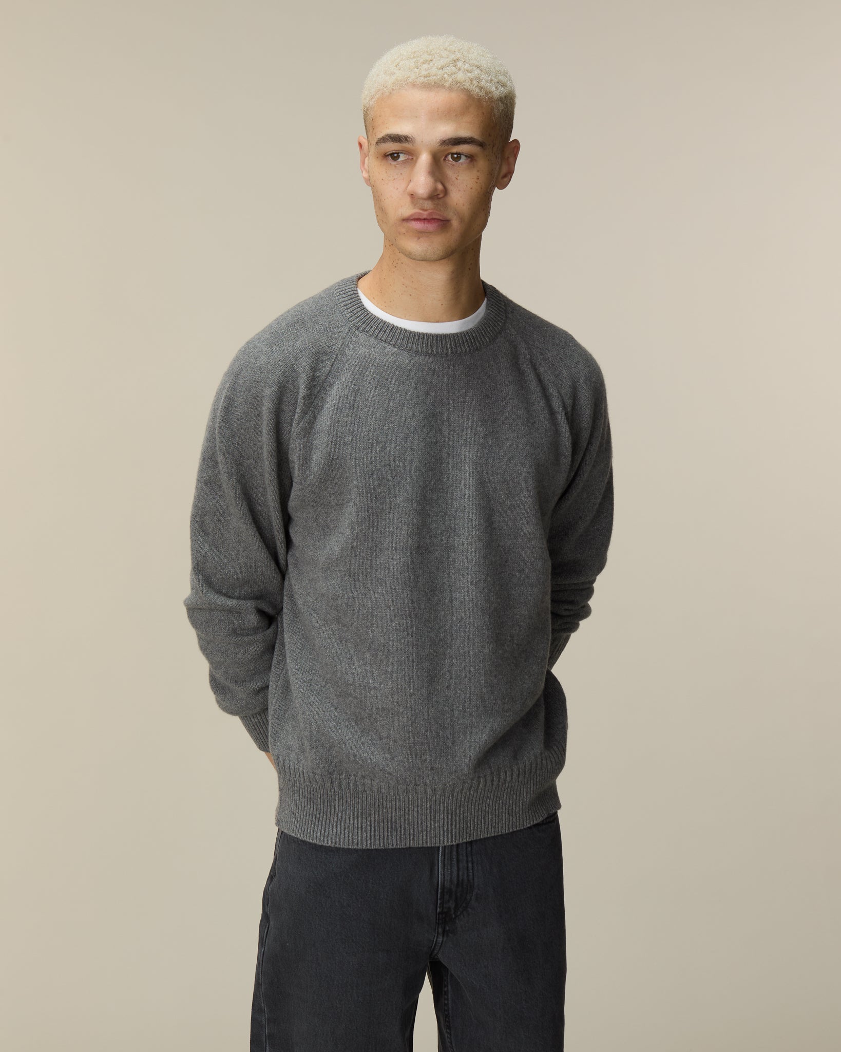 Pull col rond en cachemire Gris Homme