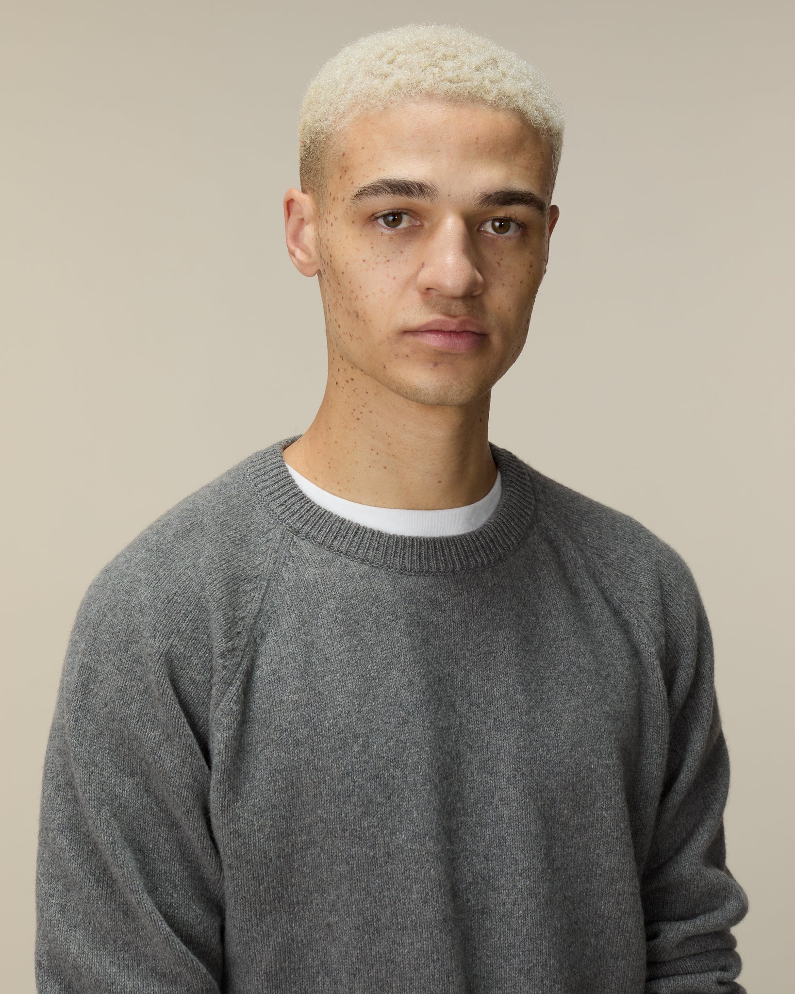 Pull col rond en cachemire Gris Homme