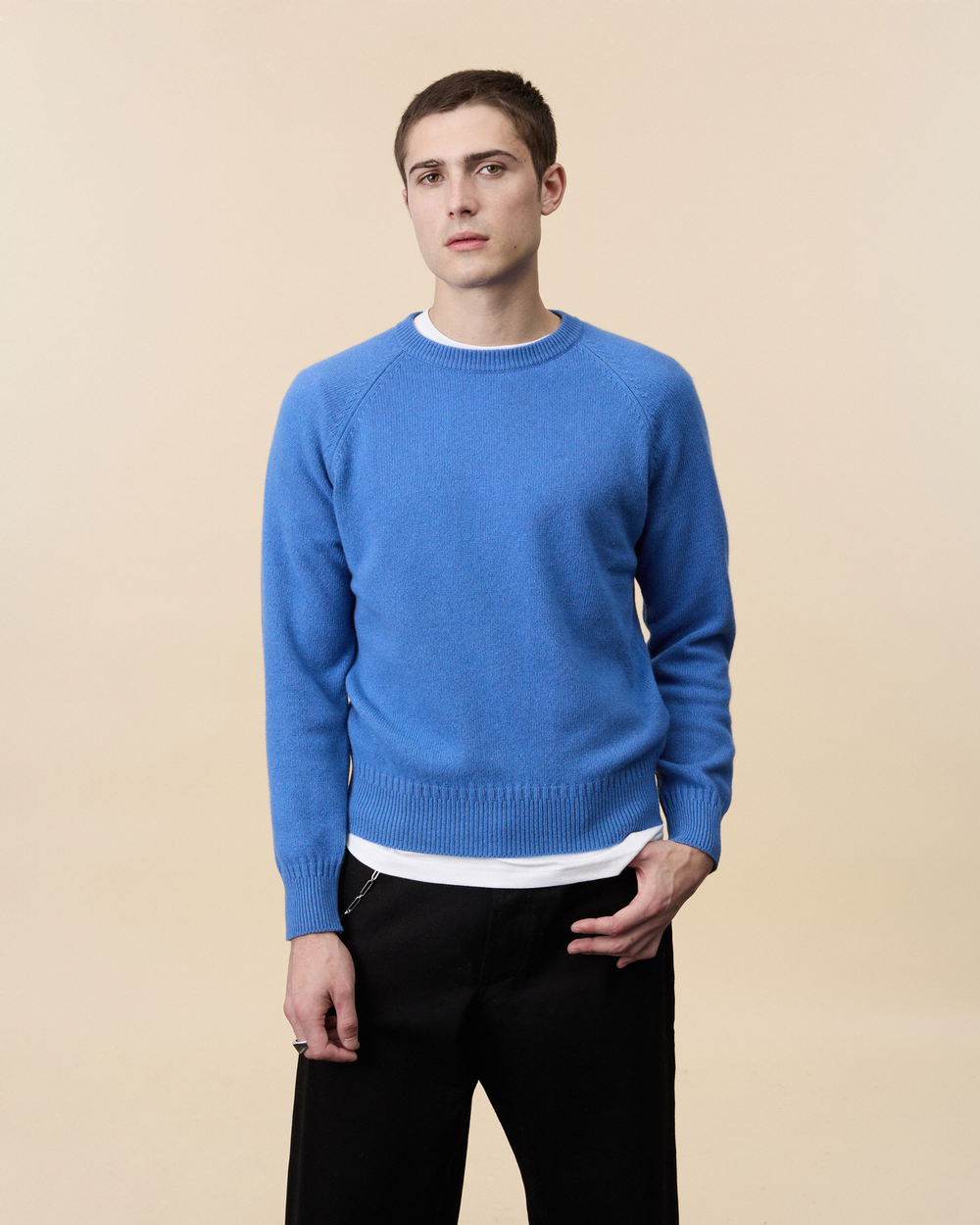 Men's Indigo cashmere crewneck