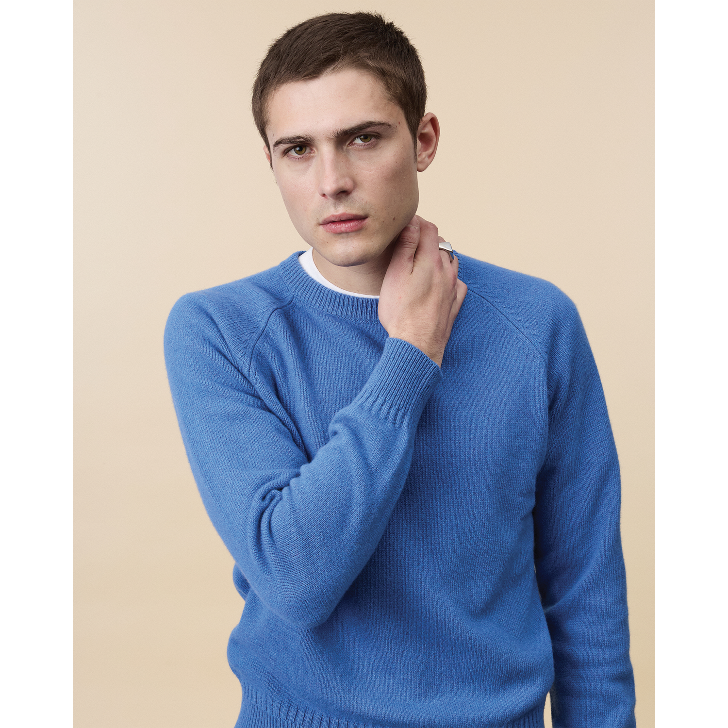 Pull col rond en cachemire Indigo Homme