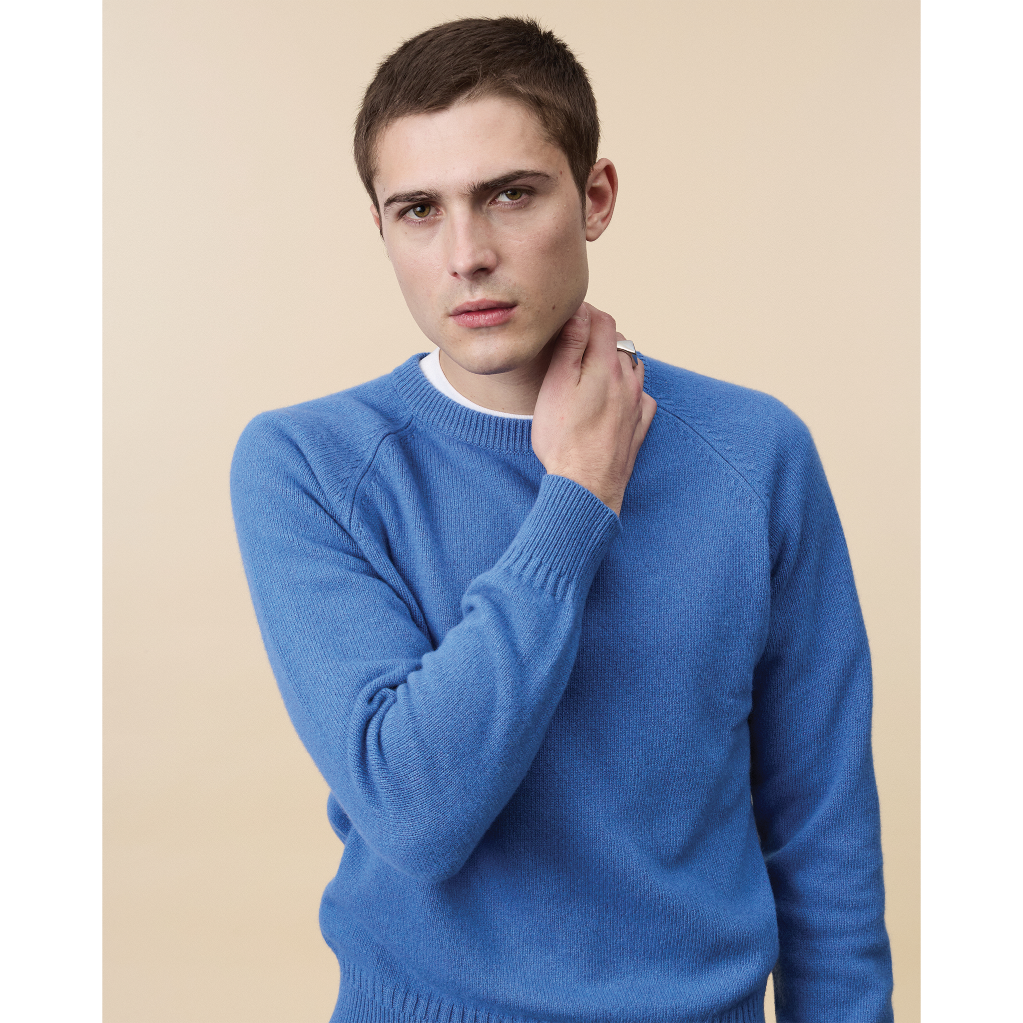 Pull col rond en cachemire Indigo Homme