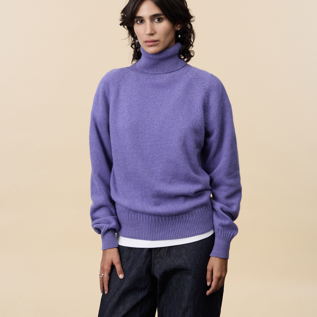 Women's Purple Cashmere turtleneck | Tricot
