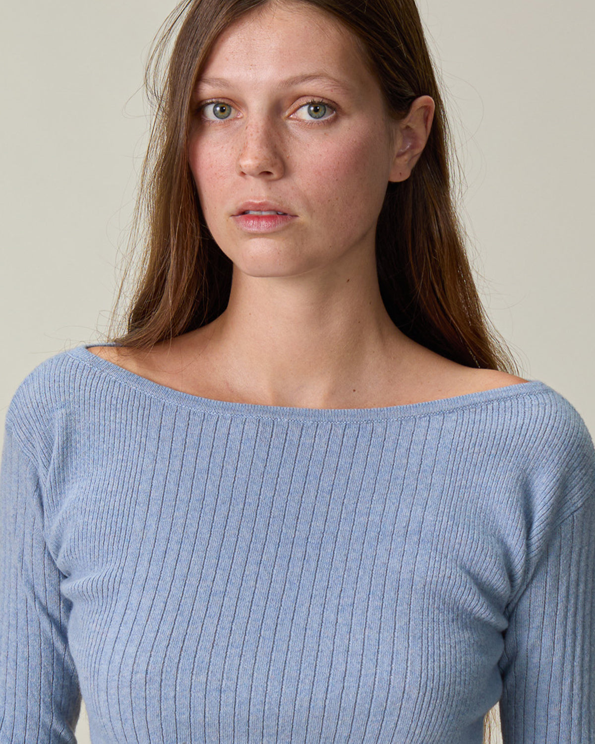 Women's Sky Blue Boat Neck