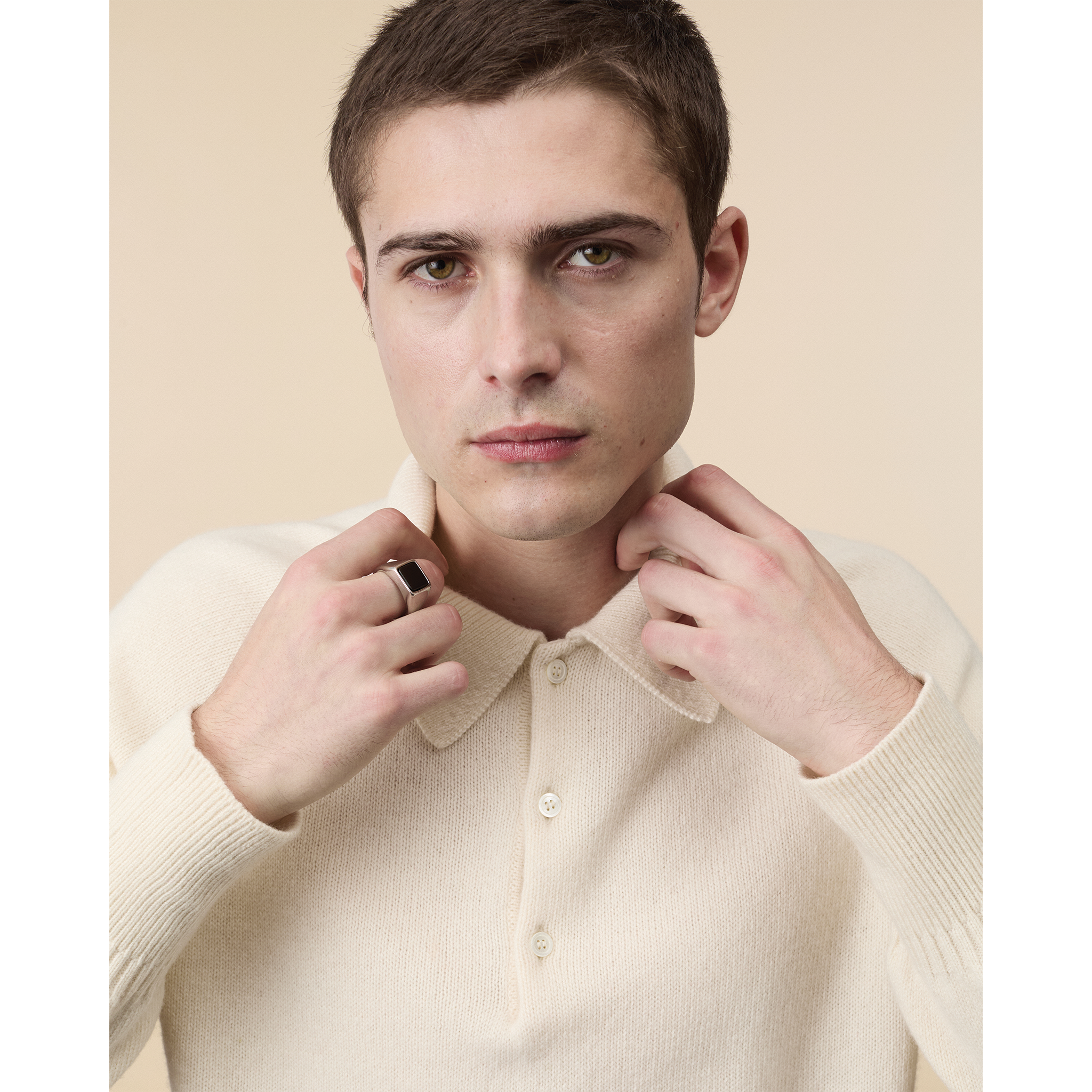 Polo en cachemire Blanc Homme