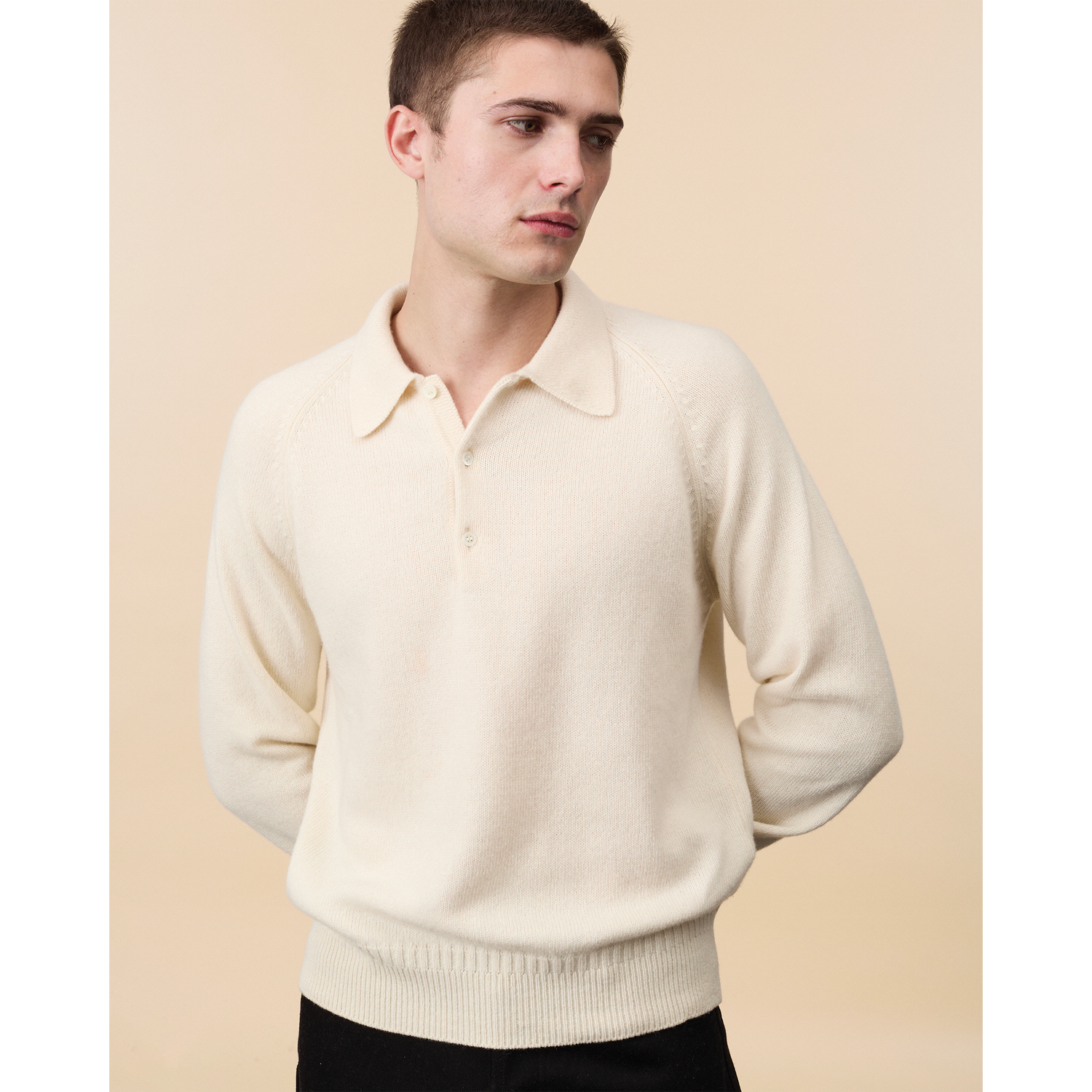 Polo en cachemire Blanc Homme