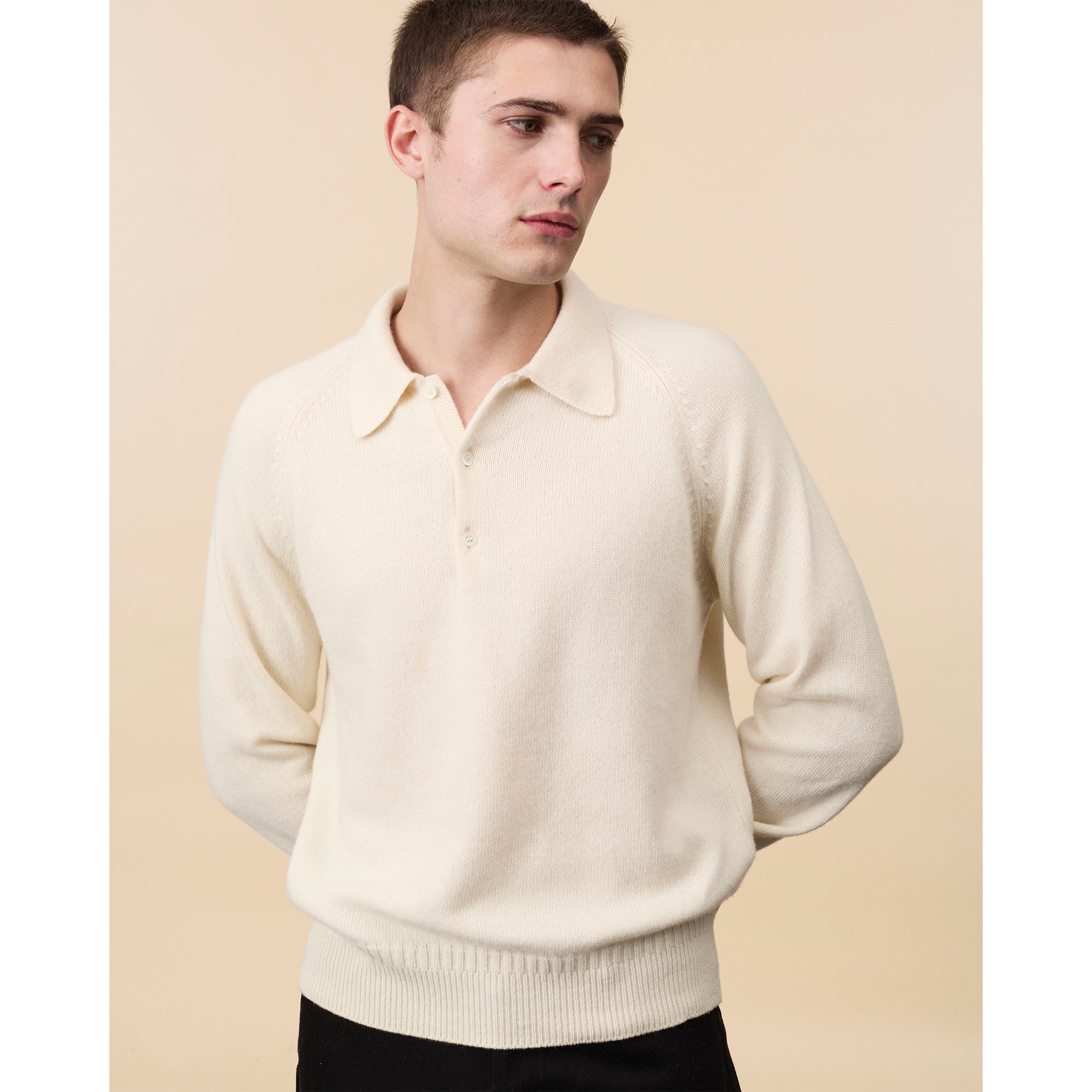 Polo en cachemire Blanc Homme