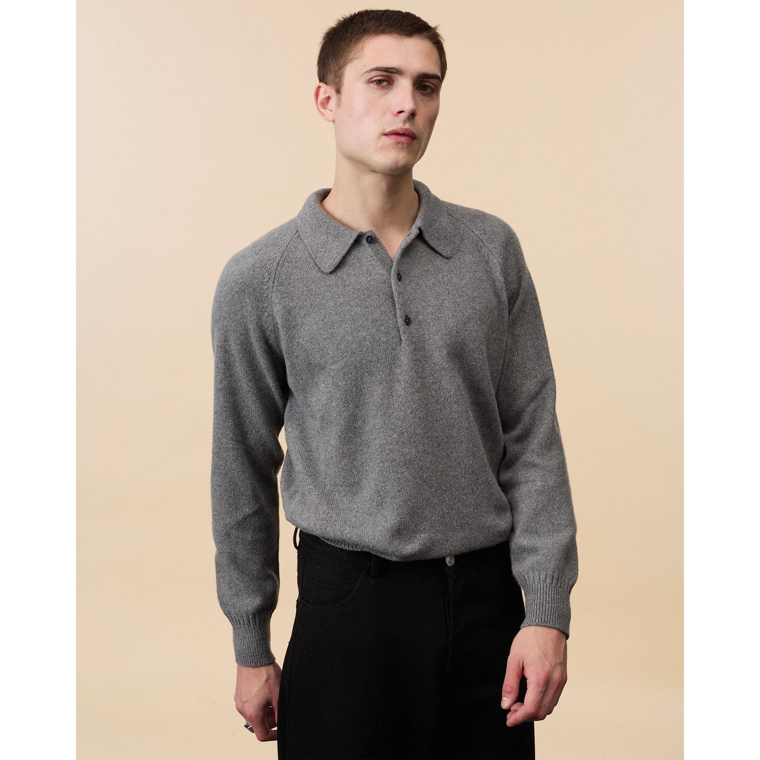 Men's Gray Cashmere polo