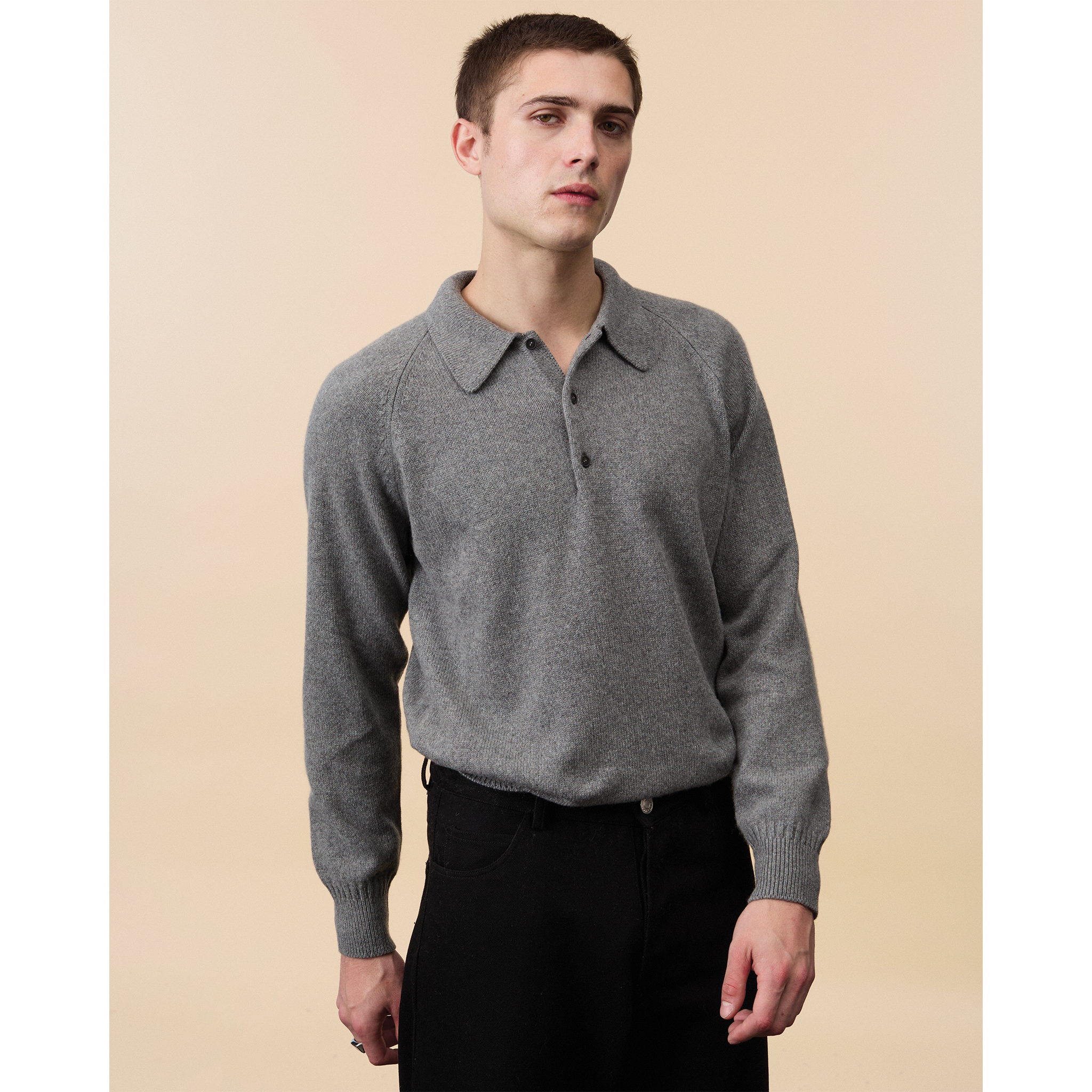 Polo en cachemire Gris Homme