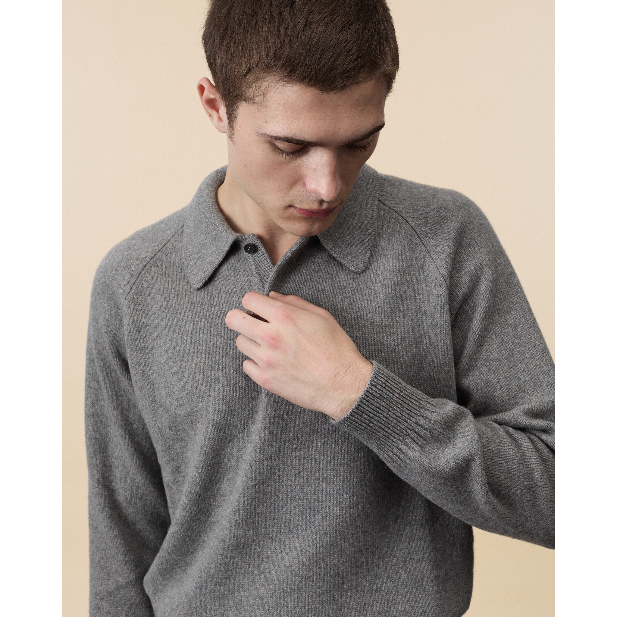 Polo en cachemire Gris Homme