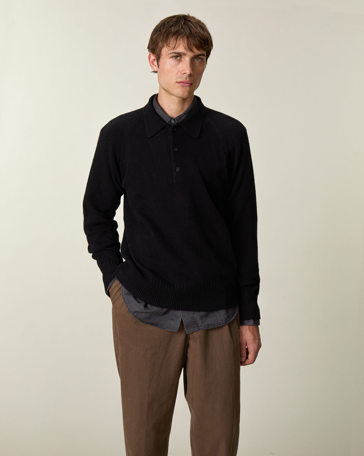 Polo en cachemire Noir Homme