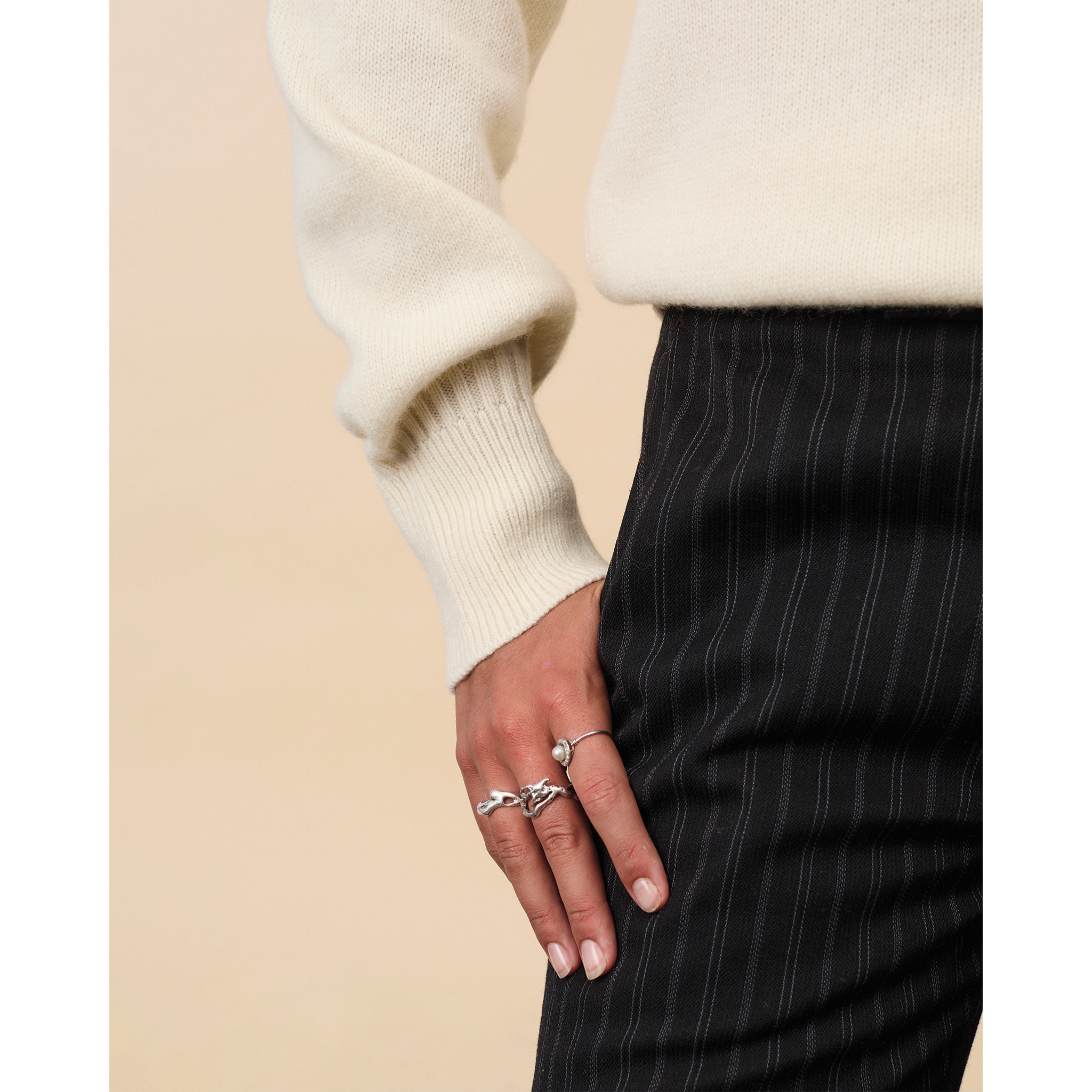 Polo en cachemire Blanc Femme