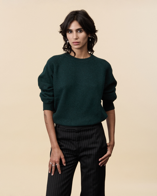 tricot Pull col rond en cachemire Vert Femme – Tricot