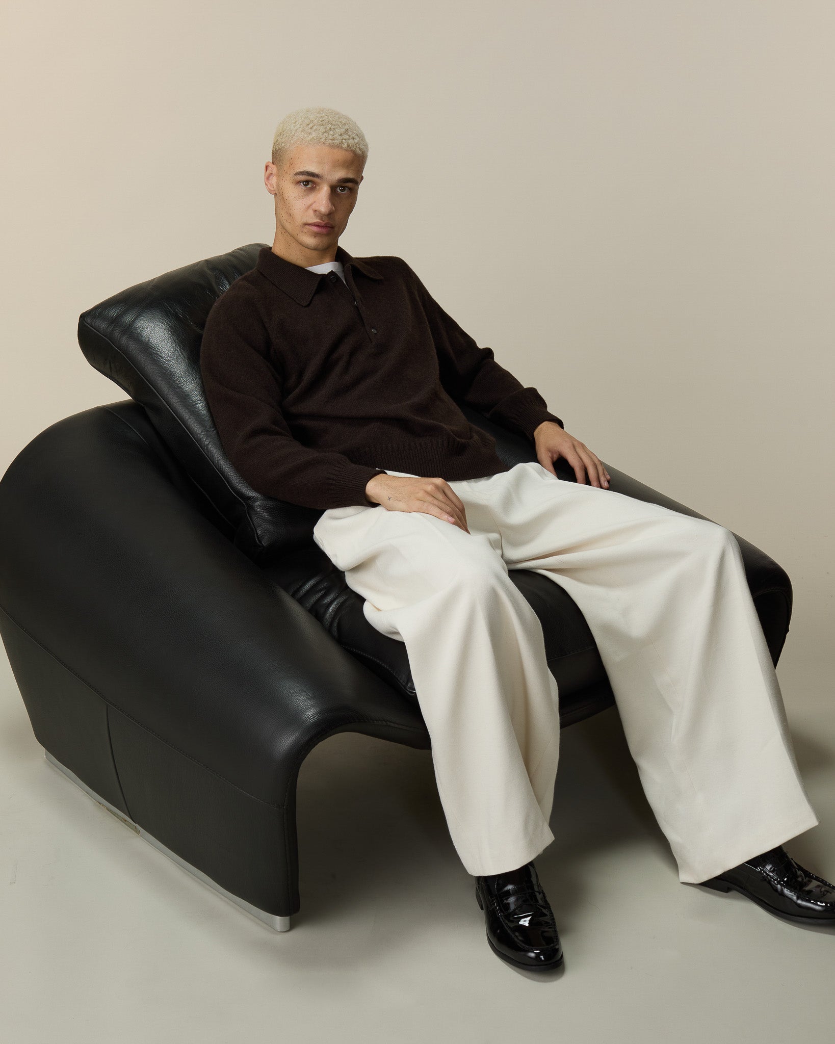 Men's Brown Cashmere Polo Shirt