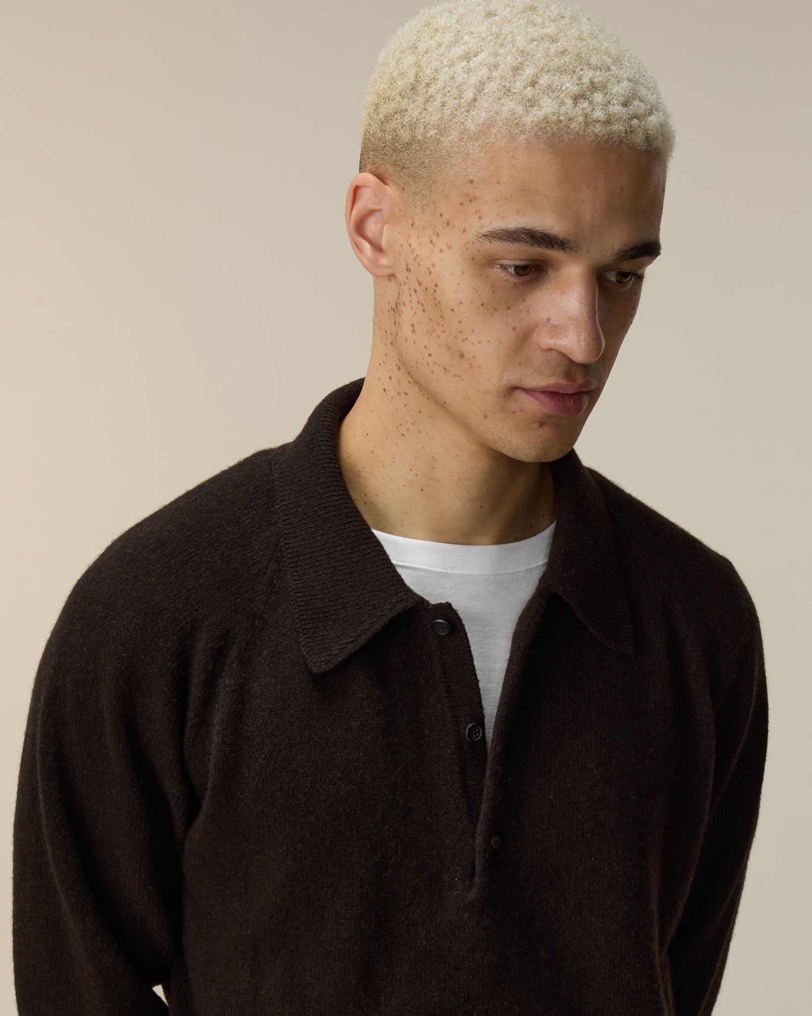 Men's Brown Cashmere Polo Shirt