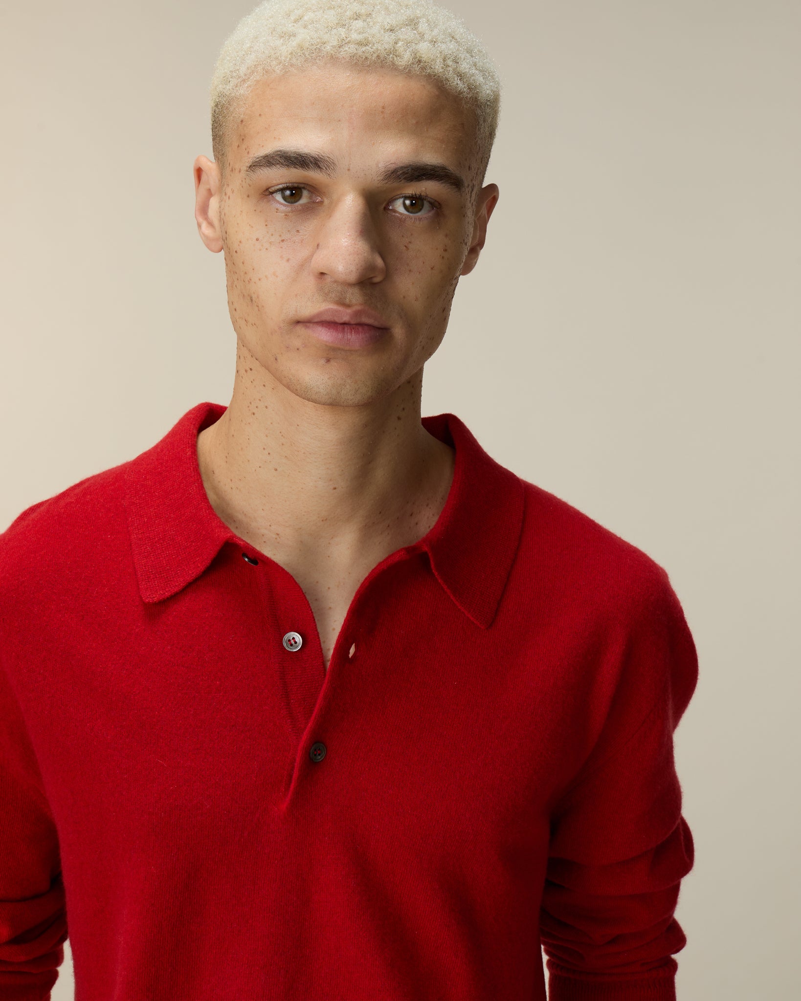 Men's light cashmere polo shirt Red