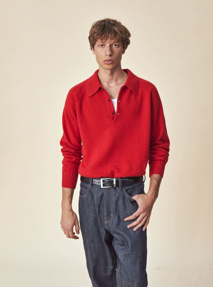 Men's Red Cashmere polo