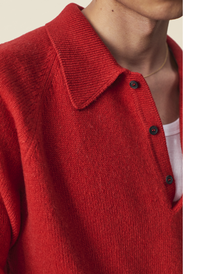 Men's Red Cashmere polo