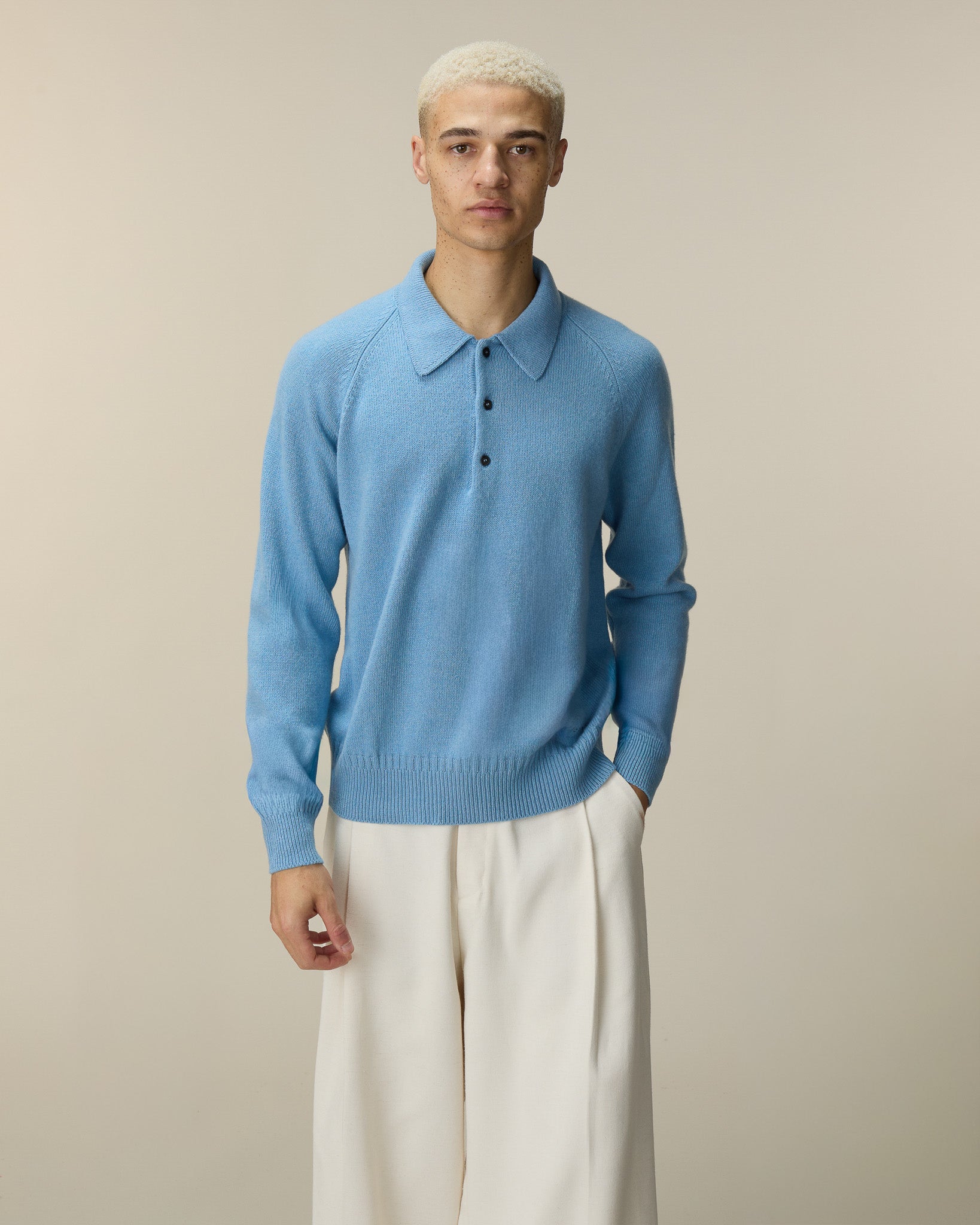 Polo en cachemire bleu Nina homme