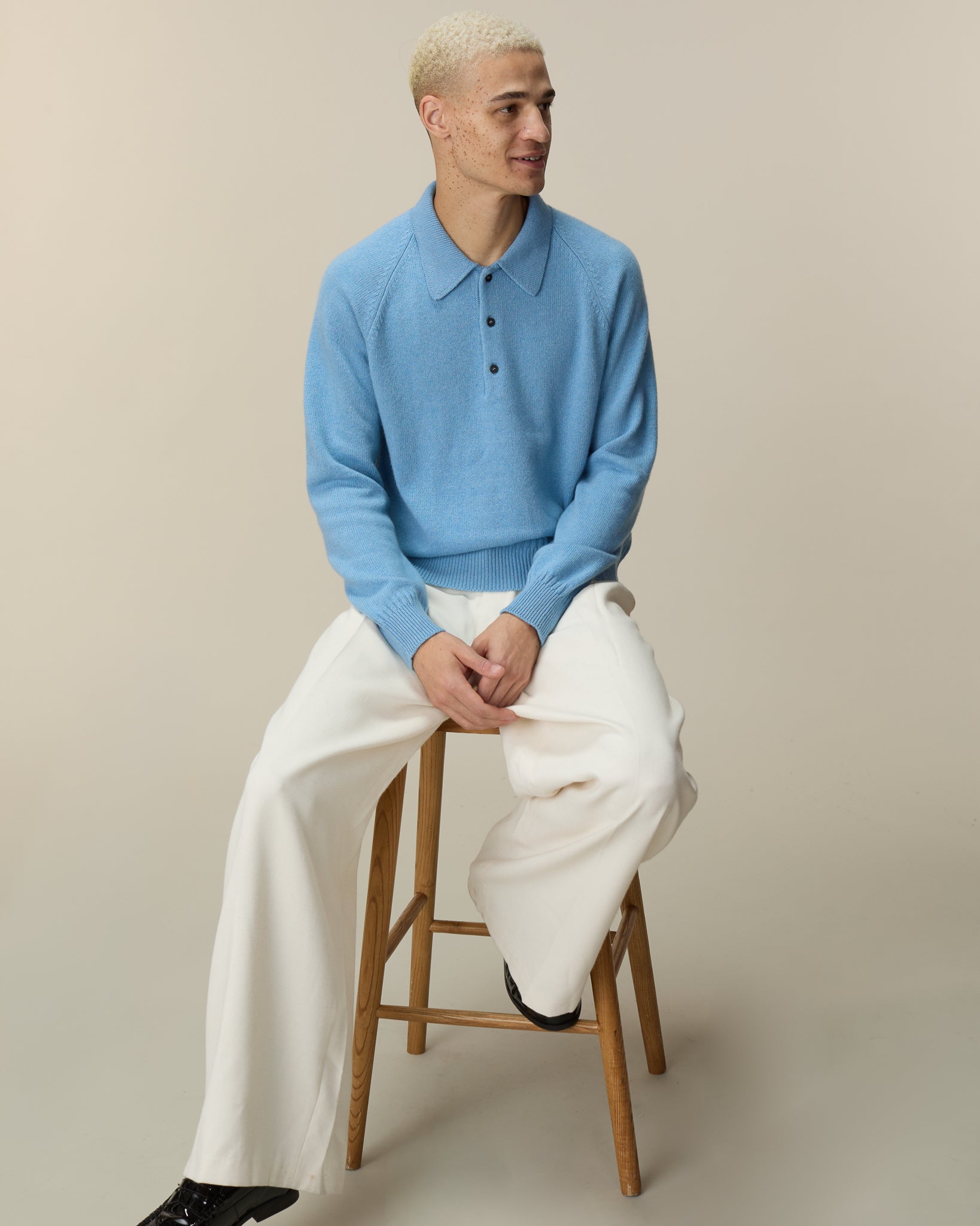 Polo en cachemire bleu Nina homme