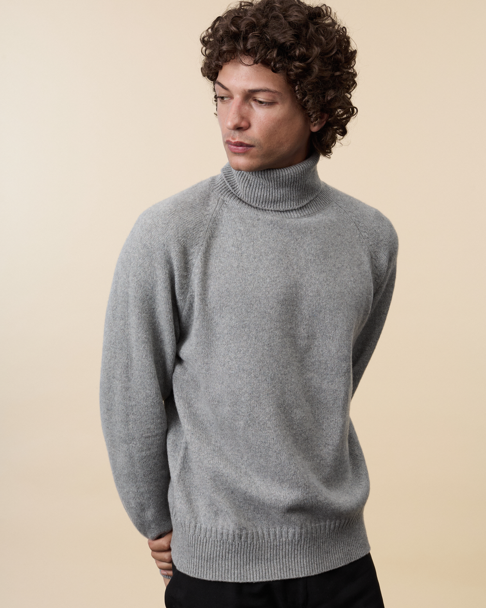 Col roulé en cachemire Gris Homme