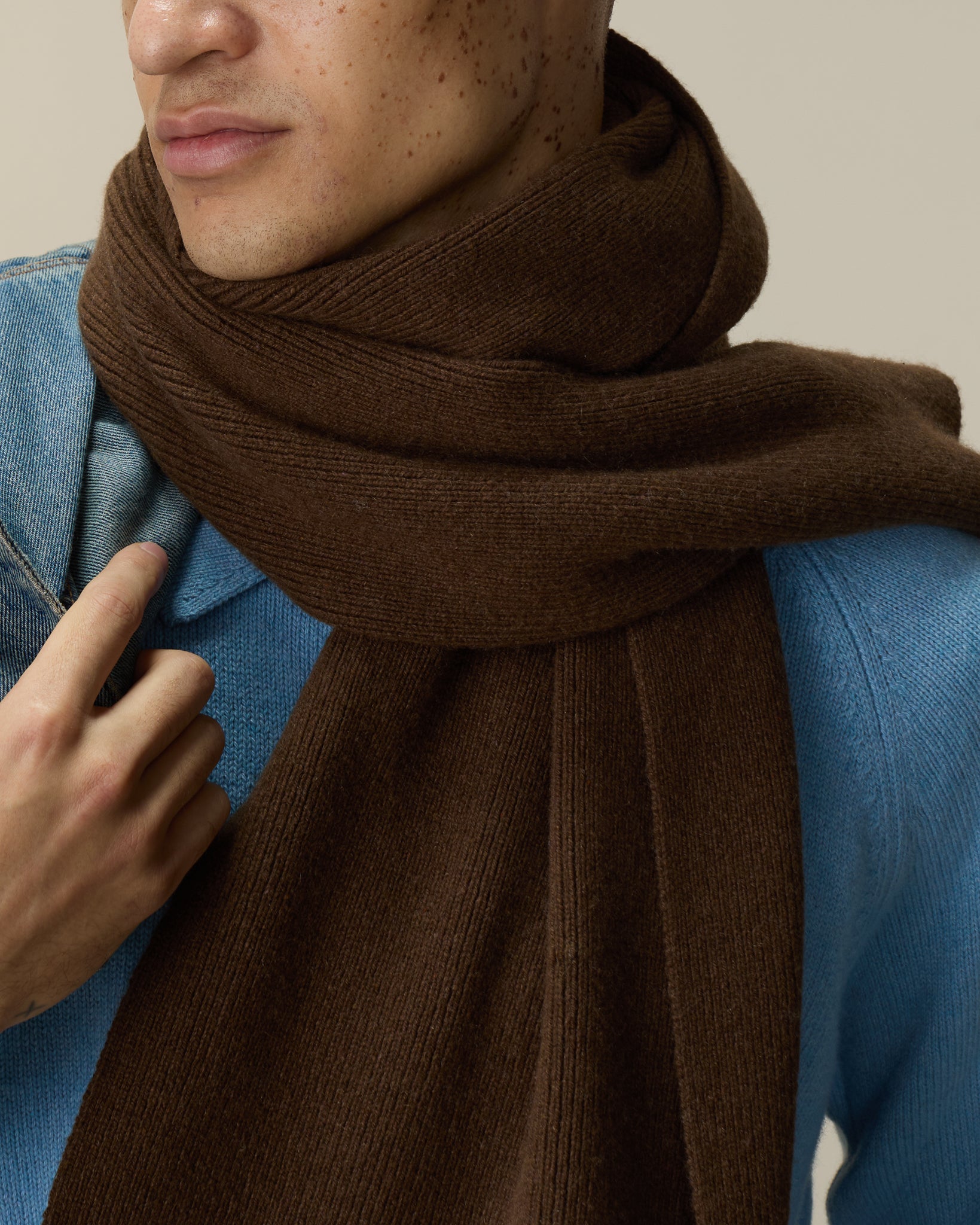 Brown Tricot x Sabah Men's Cashmere Scarf