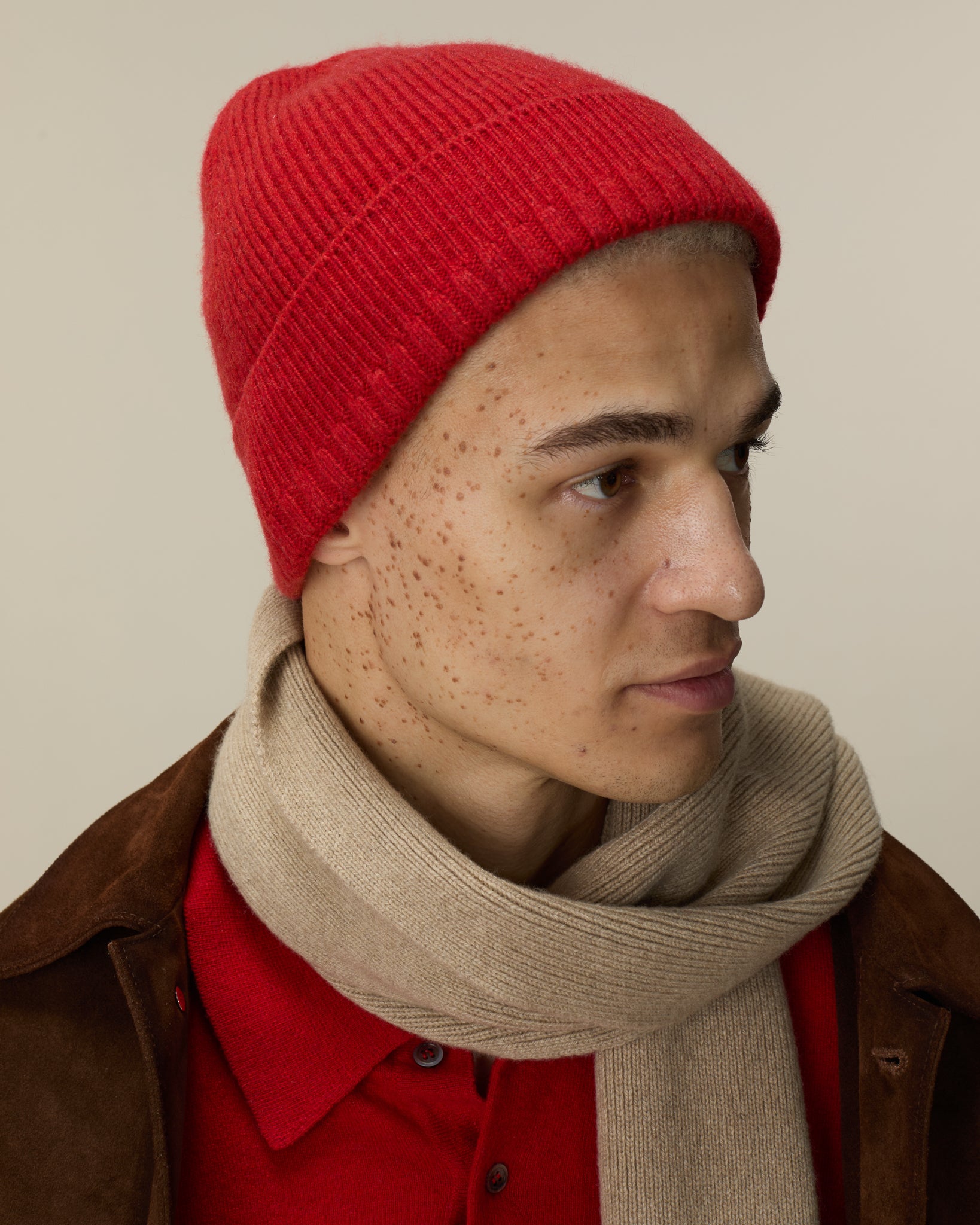 Bonnet en cachemire Rouge Homme