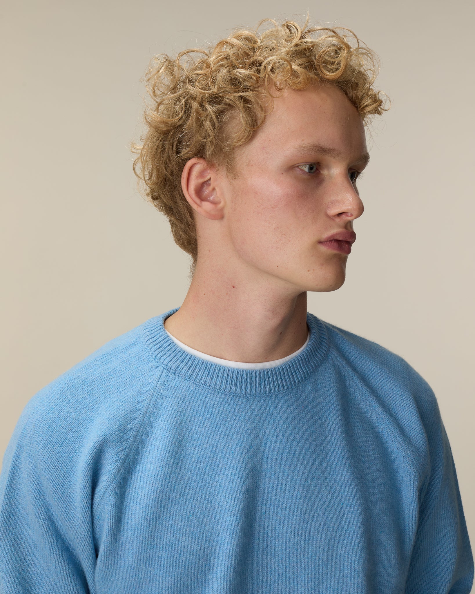 Col rond en cachemire bleu Nina homme