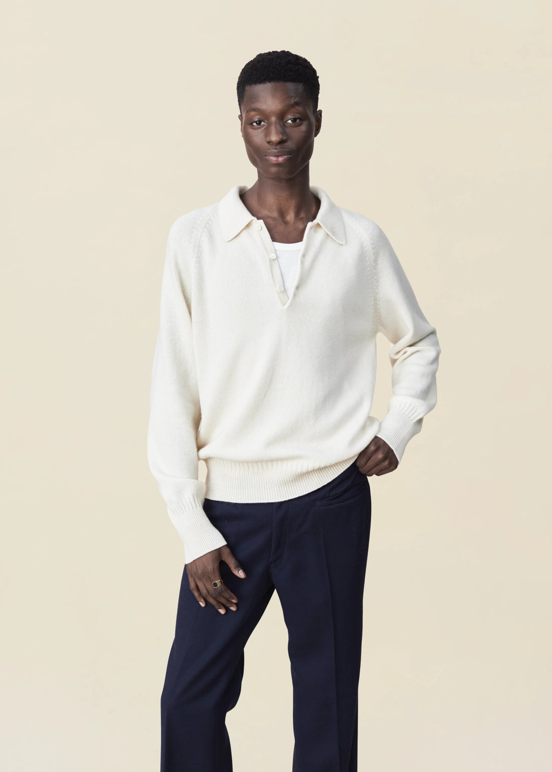 Polo en cachemire Blanc Homme