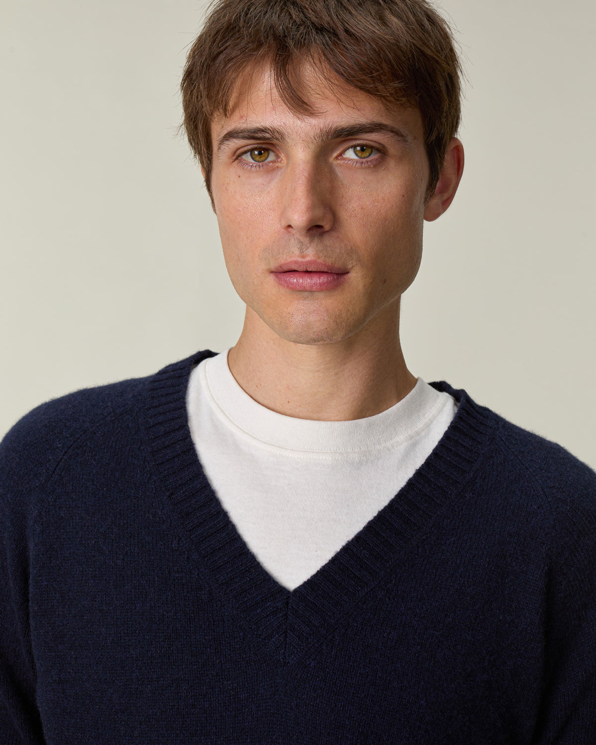 Col V en cachemire Marine Homme