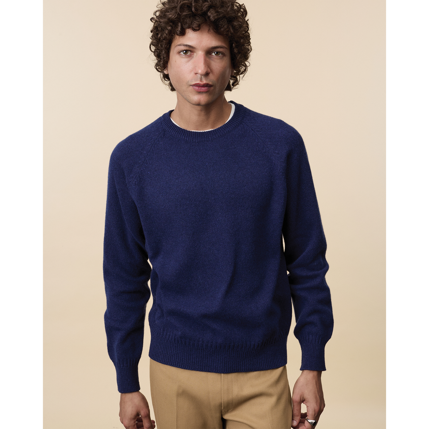 Pull col rond en cachemire Bleu marine Homme