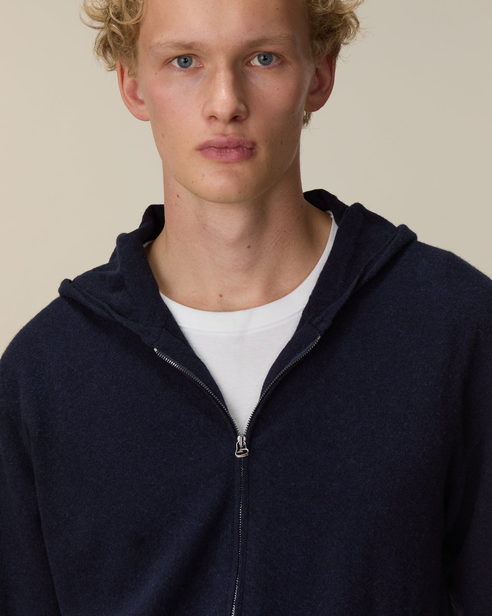 Hoodie cachemire léger Marine foncé homme