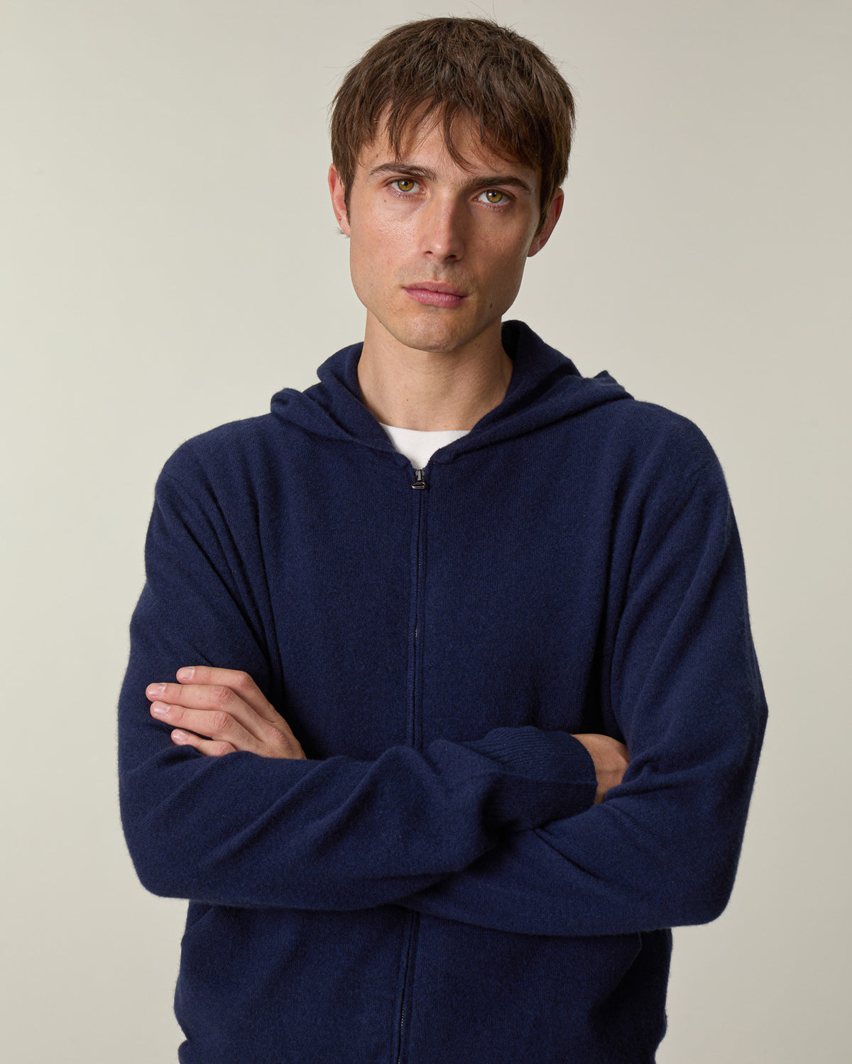 Hoodie cachemire léger Marine foncé homme