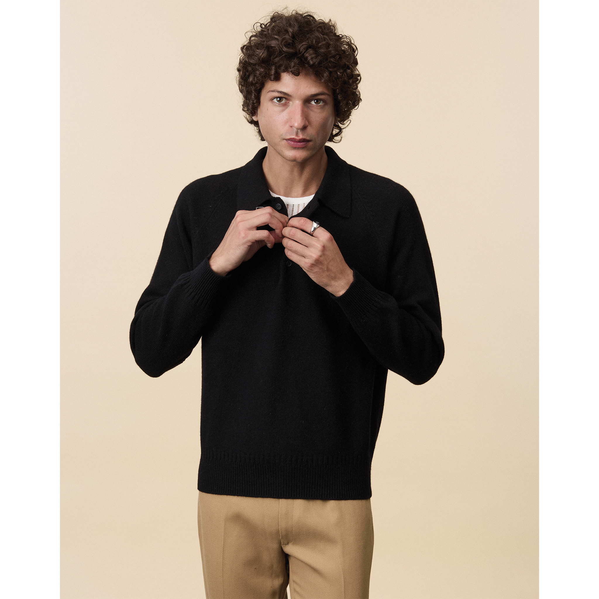 Polo en cachemire Noir Homme