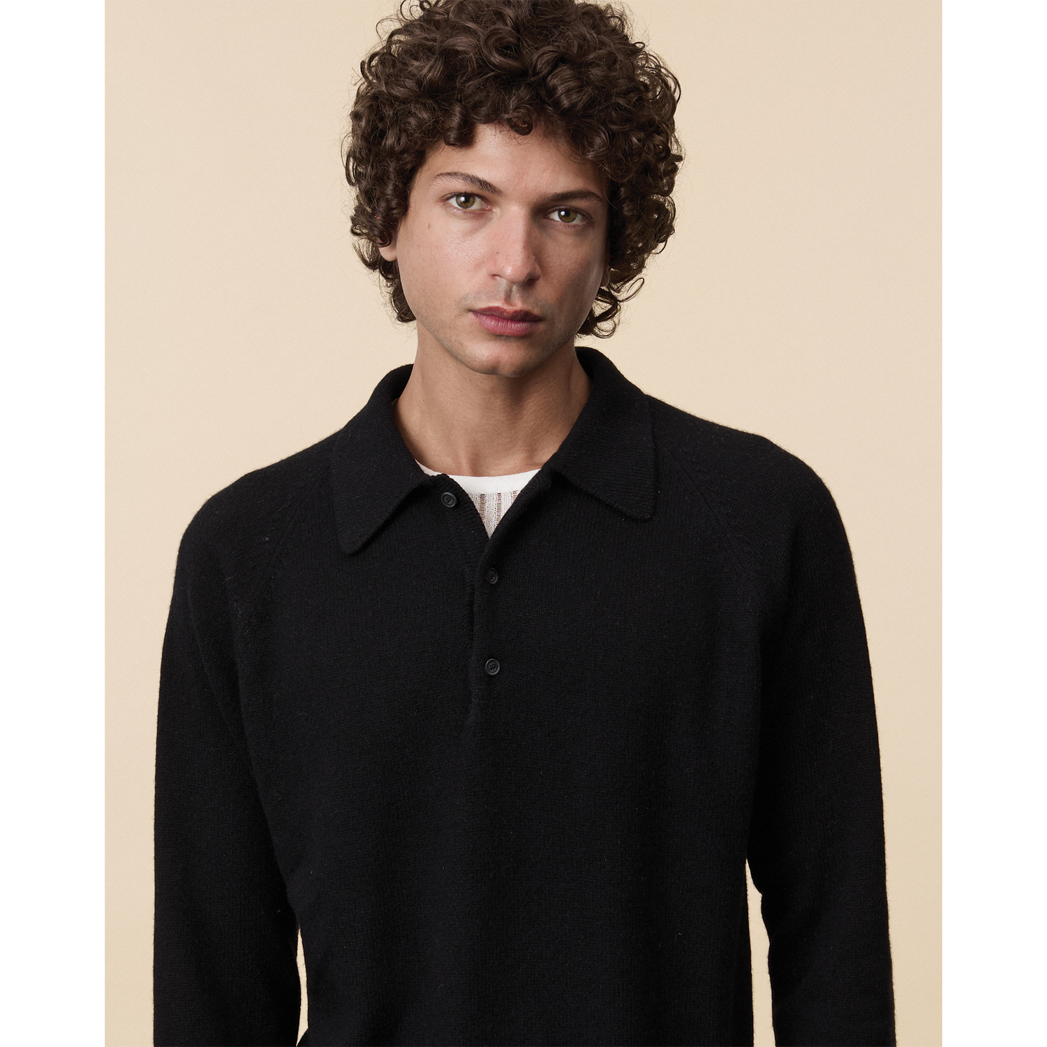 Men's black cashmere polo