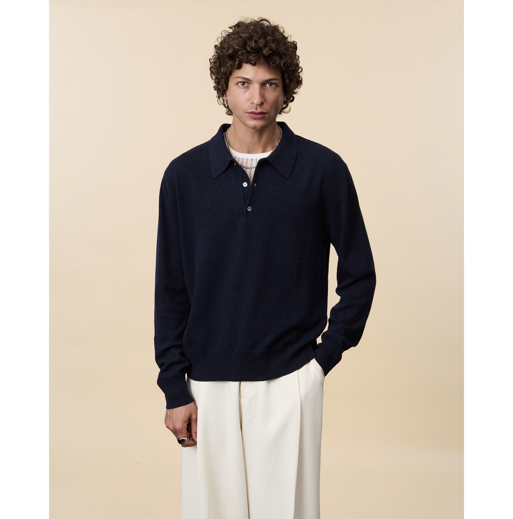 Polo cachemire léger Marine foncé homme