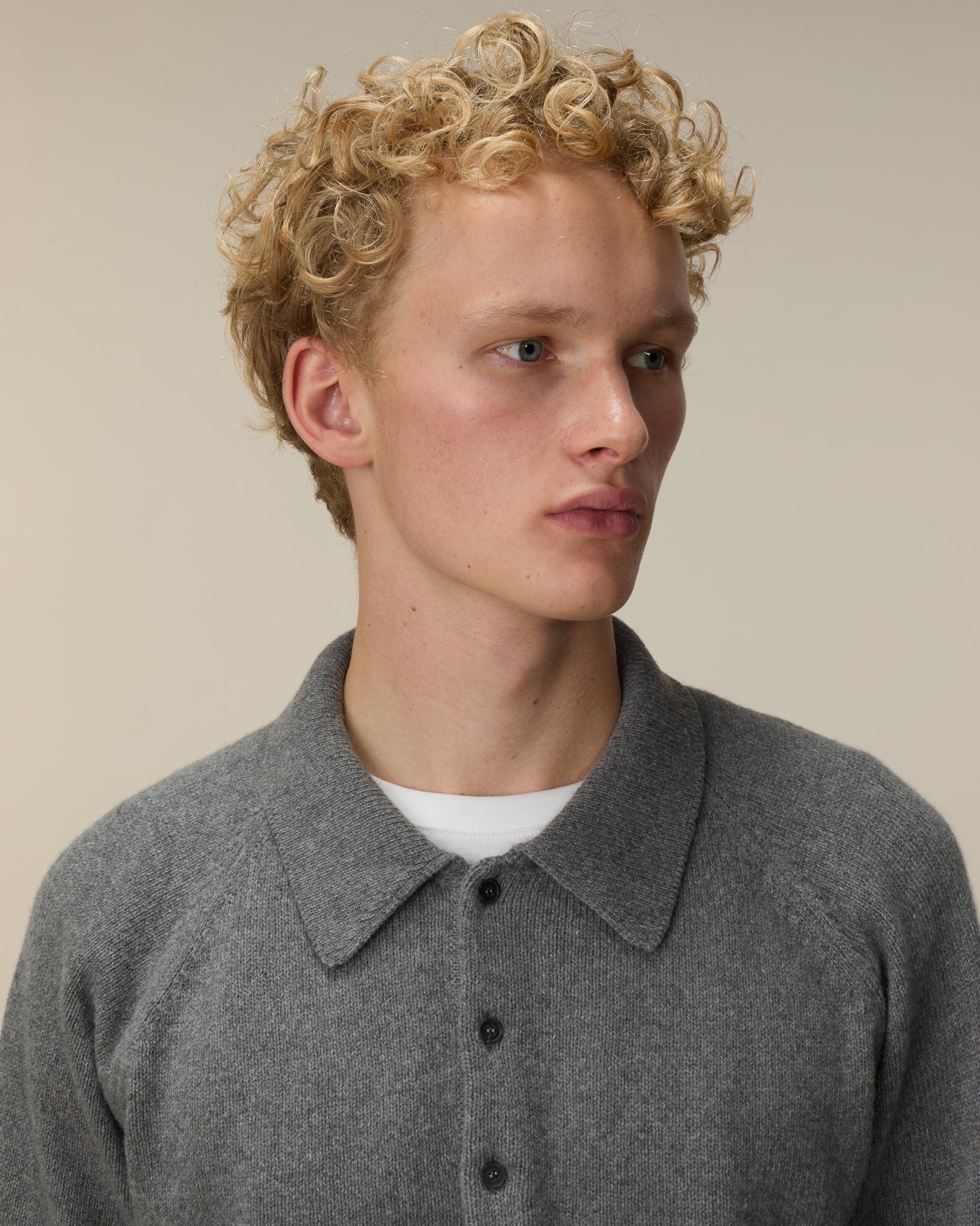 Polo en cachemire Gris Homme