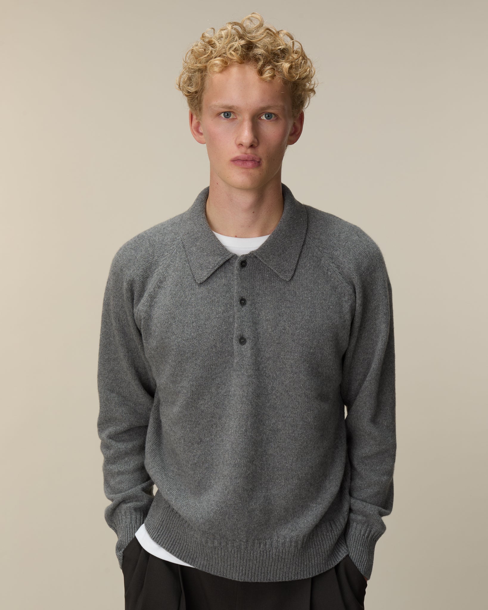 Polo en cachemire Gris Homme