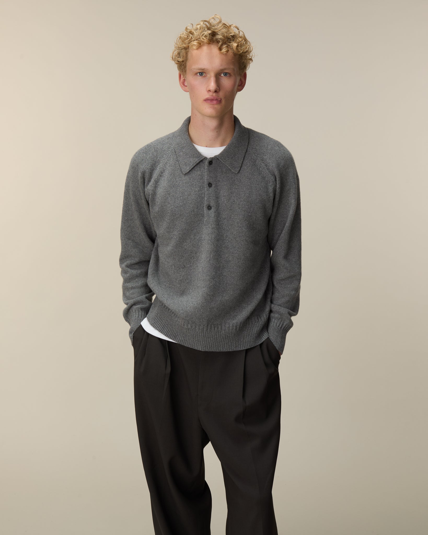 Polo en cachemire Gris Homme