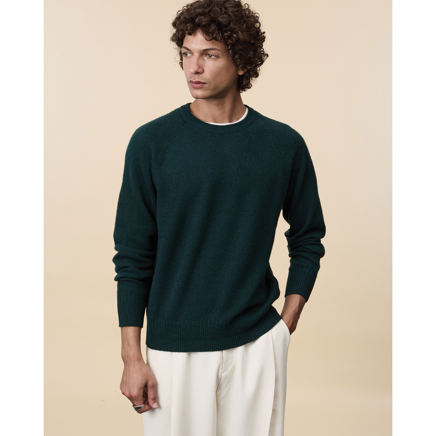 Men's cashmere crewneck sweater in Green