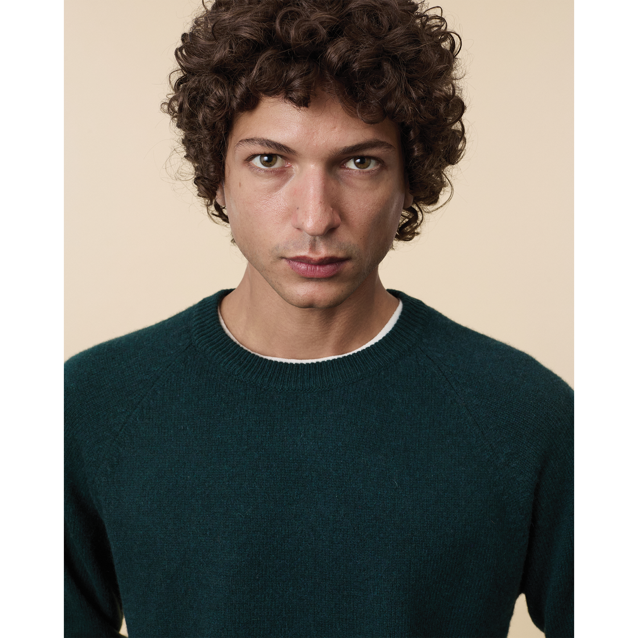 Pull col rond en cachemire Vert Homme