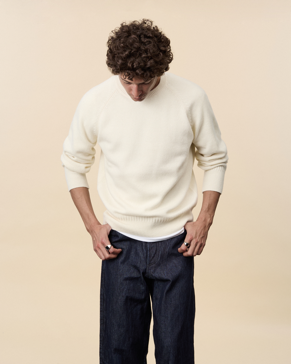 Men's Crewneck cashmere sweater in White